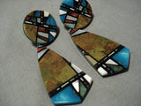 Native American Important Chris Nieto Santo Domingo Turquoise Inlay Sterling Silver Earrings-Nativo Arts