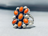 Fabulous Vintage Native American Navajo Coral Sterling Silver Ring-Nativo Arts