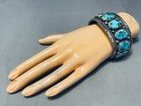 Heavy Sturdy Mens Vintage Native American Navajo Turquoise Sterling Silver Bracelet-Nativo Arts