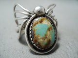 Whimsical Vintage Native American Navajo Royston Turquoise Sterling Silver Beetle Ring-Nativo Arts
