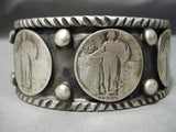 Heavy Thick Sturdy Native American Navajo Sterling Silver Coin Bracelet Cuff-Nativo Arts