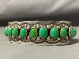 Stunning Vintage Native American Navajo Green Turquoise Sterling Silver Bracelet-Nativo Arts