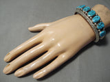Magnificent Vintage Native American Navajo Domed Turquoise Sterling Silver Havy Bracelet-Nativo Arts