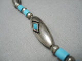 Advanced Technique Vintage Native American Navajo Tubule Turquoise Sterling Silver Necklace Old-Nativo Arts