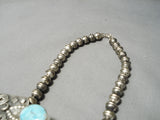 Carico Lake Turquoise Native American Sterling Silver Squash Blossom Necklace-Nativo Arts