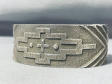 Tremendous Native American Navajo Sterling Silver Cross Bracelet Signed-Nativo Arts