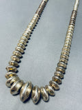 Hand Hammered Sterling Silver Vintage Native American Navajo Bead Necklace-Nativo Arts