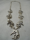 Thick Sturdy!! Vintage Native American Navajo Kokopelli Sterling Silver Necklace Old-Nativo Arts