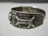 Early 1900's Vintage Native American Navajo Cerrillos Turquoise Sterling Silver Bracelet Old-Nativo Arts