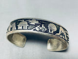 Thomas Singer Unforgettable Vintage Native American Navajo Sterling Silver Storyteller Bracelet-Nativo Arts