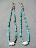One Of The Best Vintage Native American Navajo Turquoise Sterling Silver Jacla Earrings Old-Nativo Arts