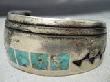 Hvy Intricate Vintage Native American Navajo Royston Turquoise Sterling Silver Bracelet Old-Nativo Arts