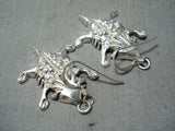 Ange Miller Navajo Sterling Silver Horny Toad Earrings Native American-Nativo Arts