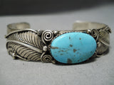 Unique! Vintage Navajo Old Kingman Turquoise Sterling Silver Bracelet-Nativo Arts
