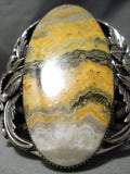 Best Navajo Bumble Bee Stone Sterling Silver Leaves Bracelet Native American-Nativo Arts