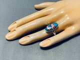 Radiant Native American Navajo Inlay Kingman Turquoise Synthetic Opal Sterling Silver Ring-Nativo Arts