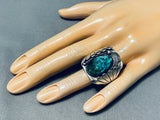 31 Grams Hefty Mens Vintage Native American Navajo Turquoise Sterling Silver Ring Old-Nativo Arts