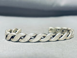 Thick Twist Hand Woven Vintage Native American Navajo Sterling Silver Bracelet Cuff-Nativo Arts