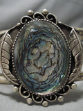 Rare Vintage Navajo Large Abalone Shell Sterling Silver Native American Bracelet-Nativo Arts