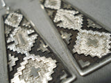 Important Vintage Native American Navajo Dan Jackson Sterling Silver Geometric Earrings-Nativo Arts