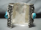 One Of Biggest Best Vintage Native American Navajo Men's Turquoise Sterling Silver Bracelet-Nativo Arts