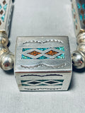 The Best Vintage Native American Navajo Square Bead Sterling Silver Long Necklace-Nativo Arts