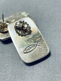 Unique Tom Jackson Vintage Native American Navajo Wild Horse Sterling Silver Earrings-Nativo Arts