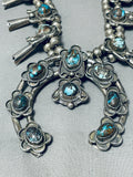 Bisbee Turquoise Vintage Native American Navajo Sterling Silver Squash Blossom Necklace-Nativo Arts