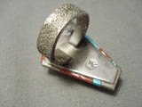 Native American Best Important Vintage Dave Tune Turquoise Inlay Sterling Silver Ring-Nativo Arts