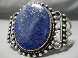 Vivid Moonlight Lapis Vintage Native American Navajo Sterling Silver Swirl Bracelet Old-Nativo Arts