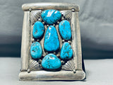 Powerful Vintage Heavy Native American Navajo Turquoise Sterling Silver Ketoh Bracelet-Nativo Arts