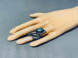 Important Sam Lovato Vintage Santo Domingo Turquoise Sterling Silver Ring-Nativo Arts
