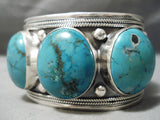 Important Vintage Native American Navajo Domed Spiderweb Turquoise Sterling Silver Bracelet-Nativo Arts