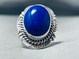 Tremendous Native American Navajo Lapis Sterling Silver Ring Betty Smith Signed-Nativo Arts