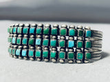 Best Vintage Native American Zuni Cerrillos Turquoise Squared Sterling Silver Early Bracelet-Nativo Arts