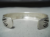 Signed Vintage Navajo Native American Sterling Silver Bracelet Old-Nativo Arts