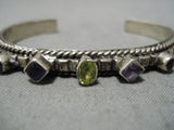 Marvelous Vintage Navajo Topaz Amethyst Sterling Silver Native American Bracelet-Nativo Arts