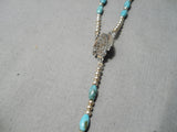 Stunning Navajo Tubule Turquoise Sterling Silver Native American Rosary-Nativo Arts