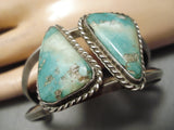 Incredible Vintage Native American Navajo Triangle Turquoise Sterling Silver Bracelet Old-Nativo Arts
