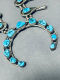 Vintage Native American Navajo Sleeping Beauty Turquoise Sterling Silver Squash Blossom Necklace-Nativo Arts