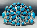 Rare Native American Navajo Blue Diamond Turquoise Sterling Silver Cluster Bracelet-Nativo Arts