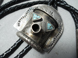 Magnificent Vintage Native American Zuni Turquoise Sterling Silver Kachina Bolo Old-Nativo Arts