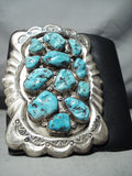 Magnificent Vintage Native American Zuni Sleeping Beauty Turquoise Sterling Silver Bowguard-Nativo Arts