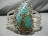 Large Spiderweb Royston Turquoise Vintage Native American Navajo Sterling Silver Bracelet-Nativo Arts