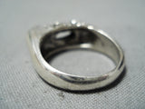 Fantastic Vintage Native American Navajo Inlay Cerrillos Turquoise Sterling Silver Ring-Nativo Arts