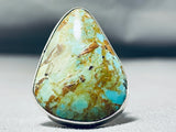 Huge Native American Green Turquoise Sterling Silver Ring-Nativo Arts