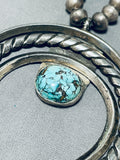 Early Vintage Native American Navajo Turquoise Coin Or Sterling Silver Necklace-Nativo Arts