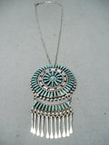 Important Vintage Native American Zuni Libert Peyketewa Turquoise Sterling Silver Necklace-Nativo Arts