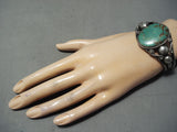 Early Huge Vintage Native American Navajo Royston Turquoise Coiled Sterling Silver Bracelet-Nativo Arts