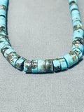 Veryn Old And Rare Vintage Native American Navajo Blue Diamond Turquoise Heishi Necklace-Nativo Arts